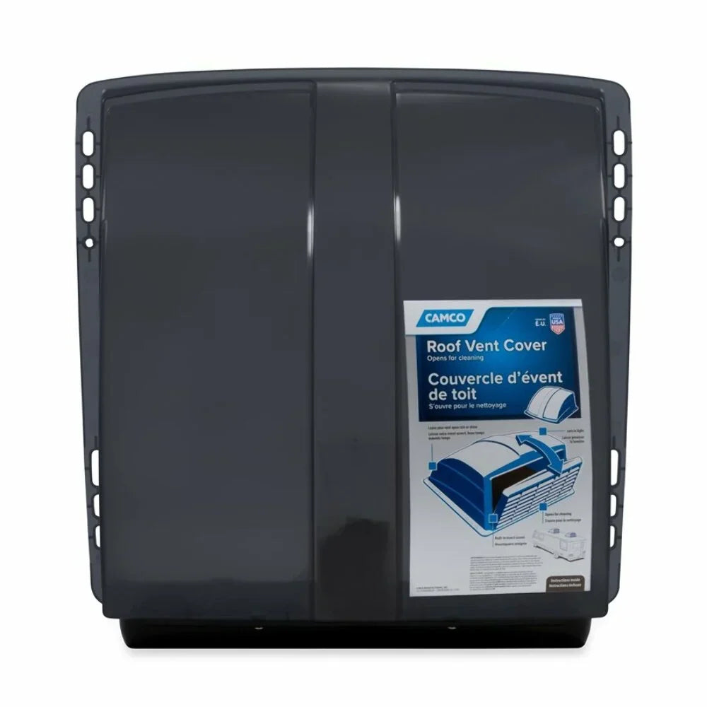 Camco Camper/RV Roof Vent Cover | Features High Flow Ventilation with an Aerodynamic Design, Heavy-Duty UV Stabilized Resin Construction, and Easy Installation | Smoke Grey (40453)