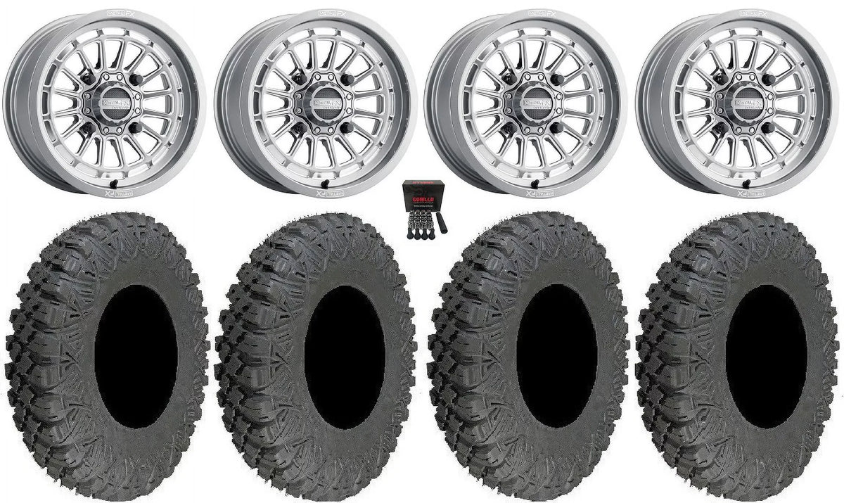 MetalFX Delta Contrast Cut 15" Wheels Gm 33" Race Tires Can-Am Maverick X3 / Honda Pioneer 1000 / Talon