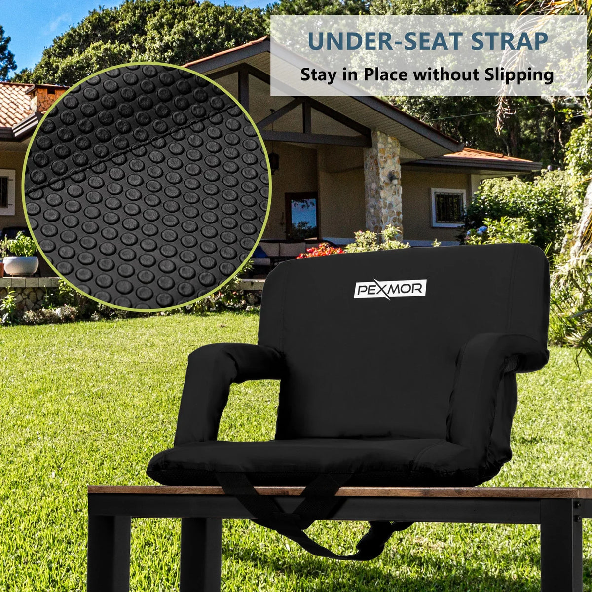 PEXMOR 2-Pack Stadium Seat for Bleachers with Back Support & Carrying Bag, Portable Reclining Cushion, Standard 21'' Width