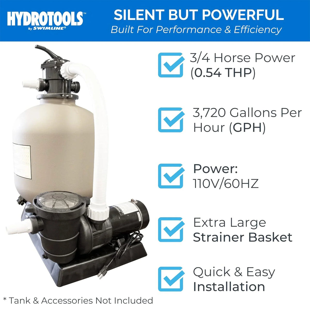 Swimline HydroTools Hydro Flo 0.75 Vertical Discharge Swimming Pool Pump