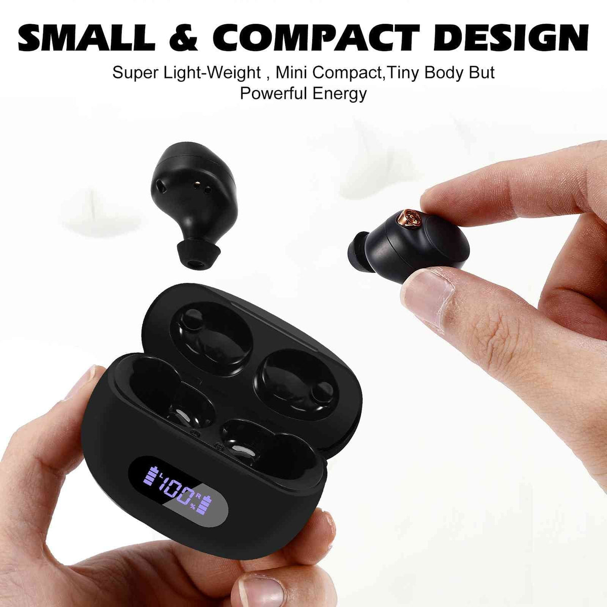 UrbanX True Wireless Bluetooth Earbuds + Charging Case, Black, Dual Connect, IPX5 Liquid Resistance, Bluetooth 5.2 Connection, Balanced, Bass Boost Compatible with Tab V7