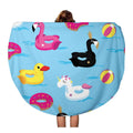 KDAGR 60 inch Round Beach Towel Blanket Blue Inflatable Pattern Floats in The Fluid Colorful Duck Travel Circle Circular Towels Mat Tapestry Beach Throw