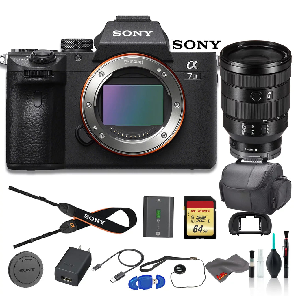 Alpha a7 III Mirrorless Digital Camera Bundle - With FE 24-105mm f/4 Lens, Bag, 64GB Memory Card, Memory Card Reader and More