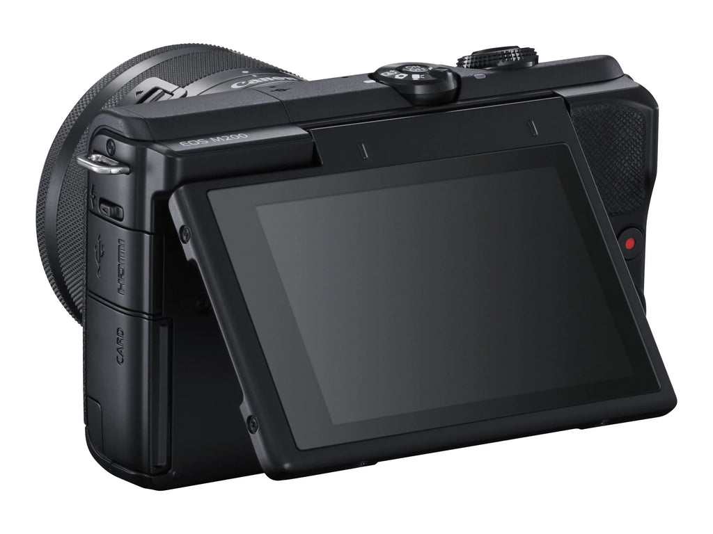 EOS M200 - Digital camera - mirrorless - 24.1 MP - APS-C - 4K / 25 fps - 3x optical zoom EF-M 15-45mm IS STM lens - Wi-Fi, Bluetooth - black