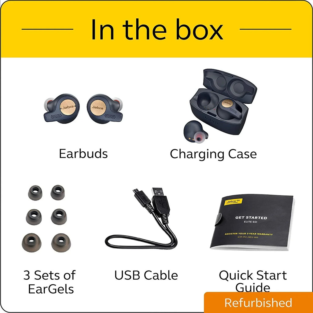 Restored Jabra Elite Active 65t - True wireless earphones with mic - in-ear - Bluetooth - Alloy (Refurbished)