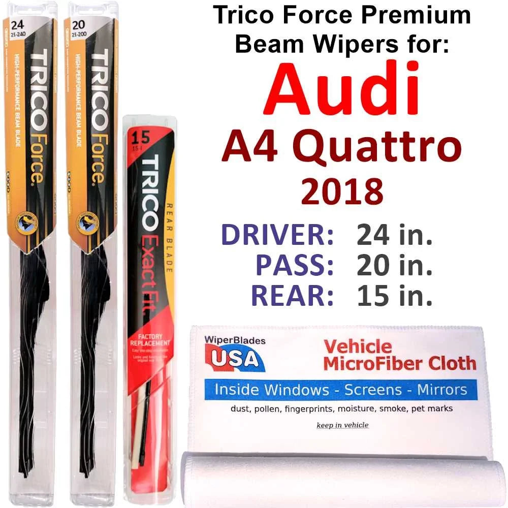 2018 Audi A4 Quattro Capability Beam Wipers (Set of 3) w/Rear Wiper