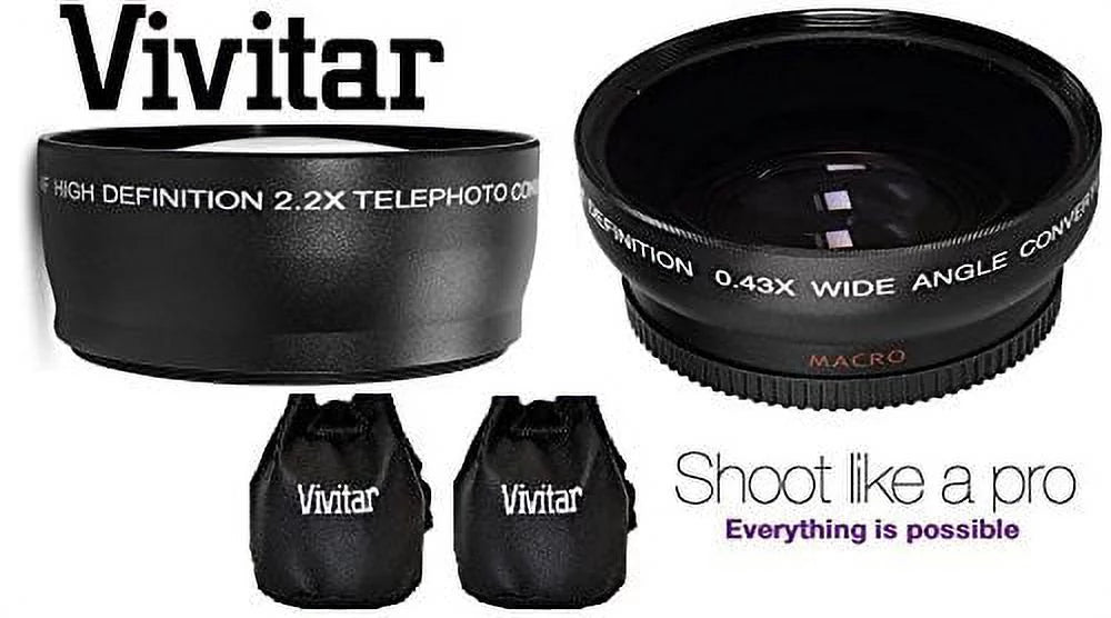 Hi-Def 2-Pc Lens Kit Telephoto & Wide Angle Lens Set For Lumix DMC-G7H (58mm Size Compatible)