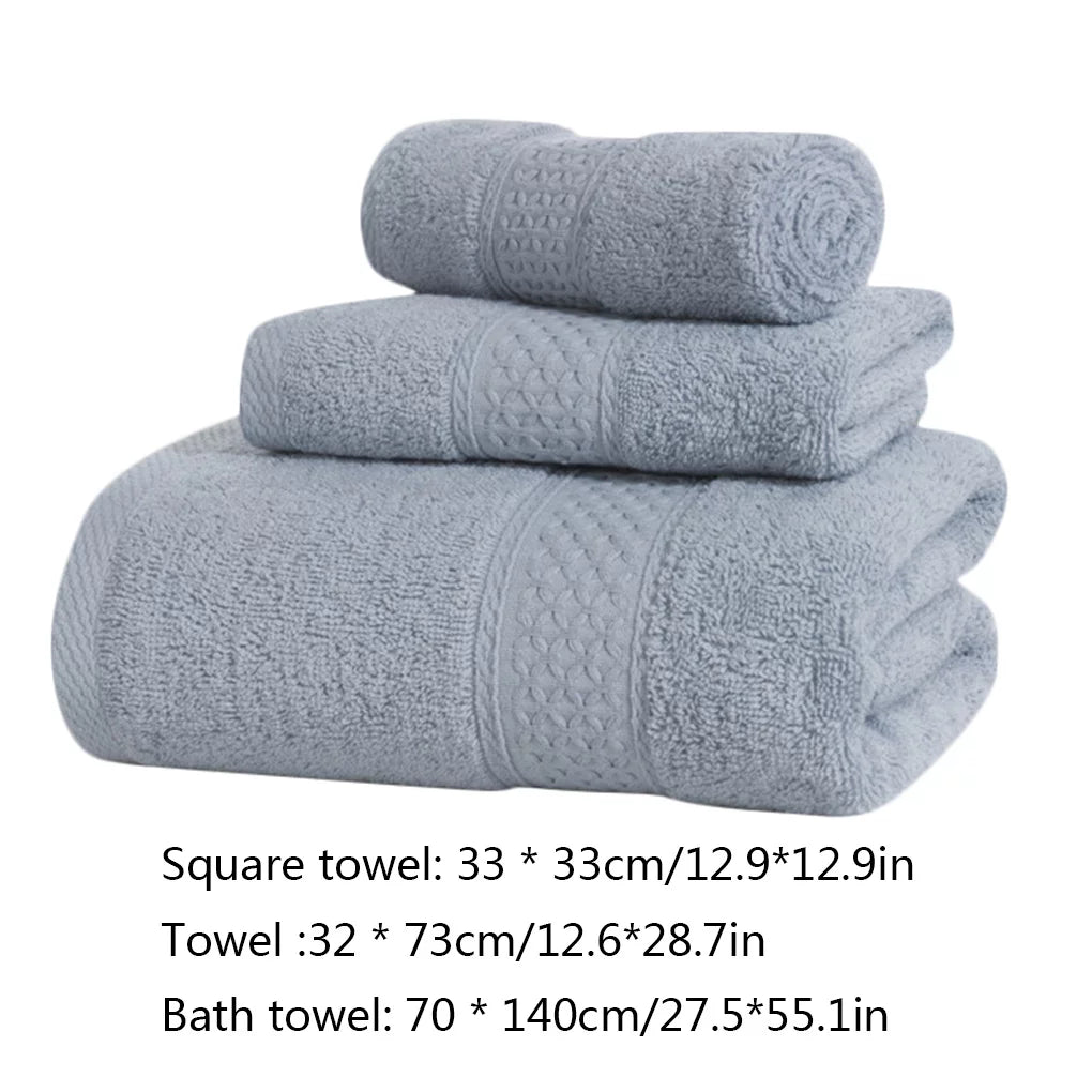 3 Pcs/set Home Hotel Cotton Towel Hands Face Body Liquid Sweat Absorption Cleaning Drying Towel, Medium Grey