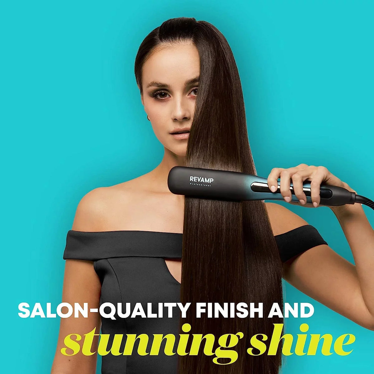Revamp Progloss Wide Ultra X Shine 1.5-Inch Flat Iron Hair Straightener – Ceramic Hair Straightener with Keratin, Argan & Coconut Oil Pre-owned Ceramic & Ionic Plates, Ideal for Long, Thick, Curly Hair
