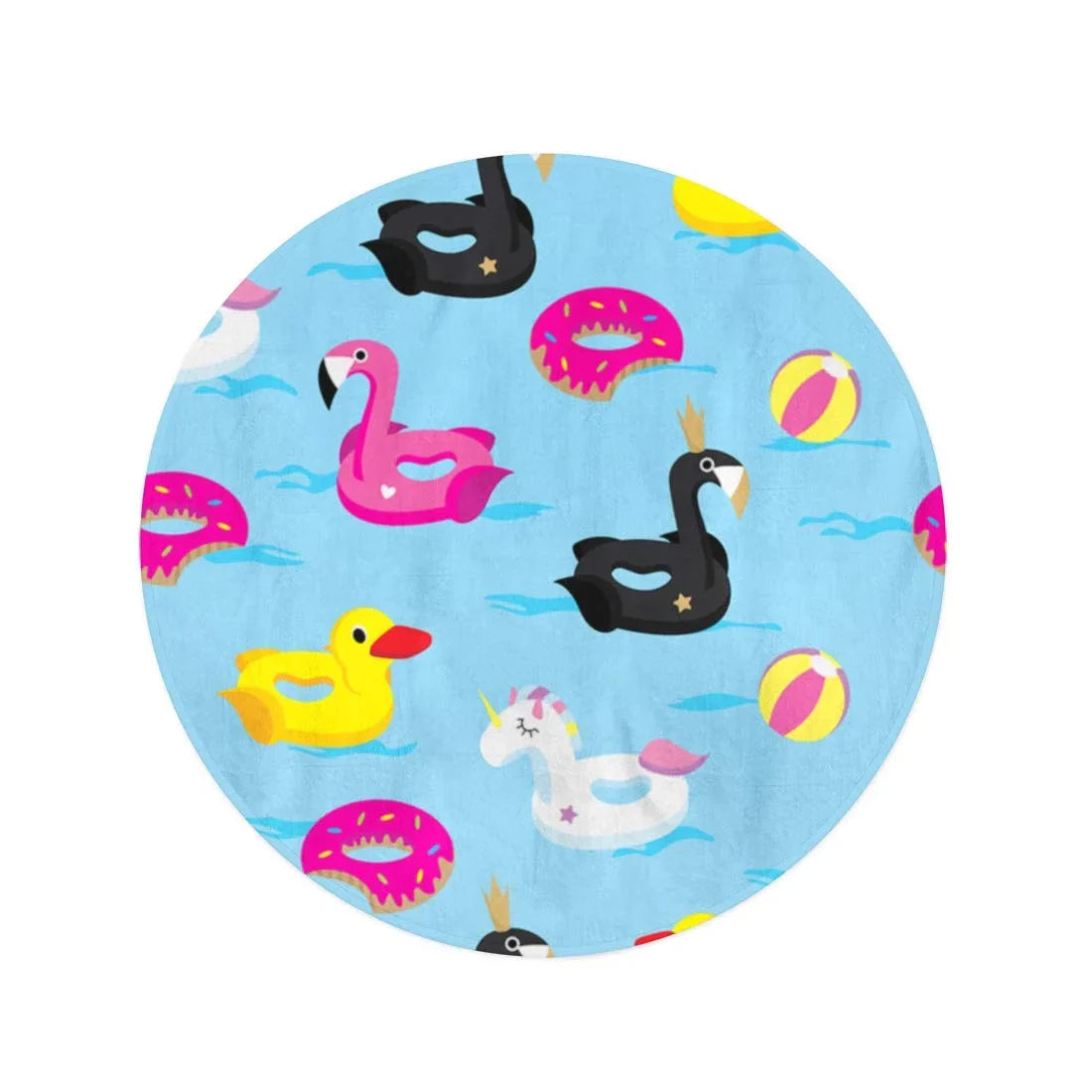 KDAGR 60 inch Round Beach Towel Blanket Blue Inflatable Pattern Floats in The Fluid Colorful Duck Travel Circle Circular Towels Mat Tapestry Beach Throw