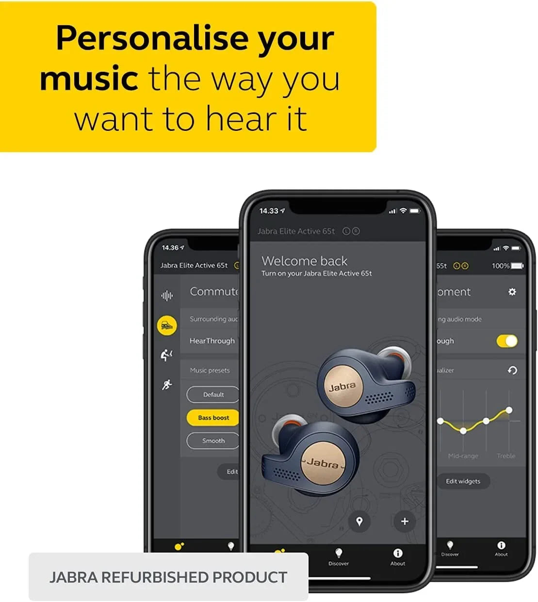 Restored Jabra Elite Active 65t - True wireless earphones with mic - in-ear - Bluetooth - Alloy (Refurbished)