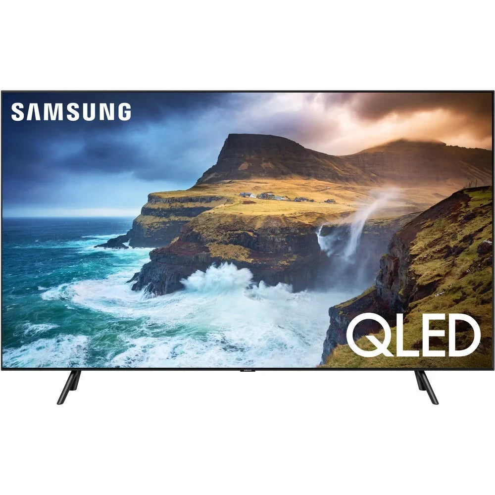 QN65Q70RAFXZA 65 inch Q70 QLED Smart 4K UHD TV 2019 Model Bundle with 60W Soundbar with Subwoofer, 2x HDMI Cable, 6-Outlet Surge Adapter, Flat Wall Mount Kit and Monitor Cleaner