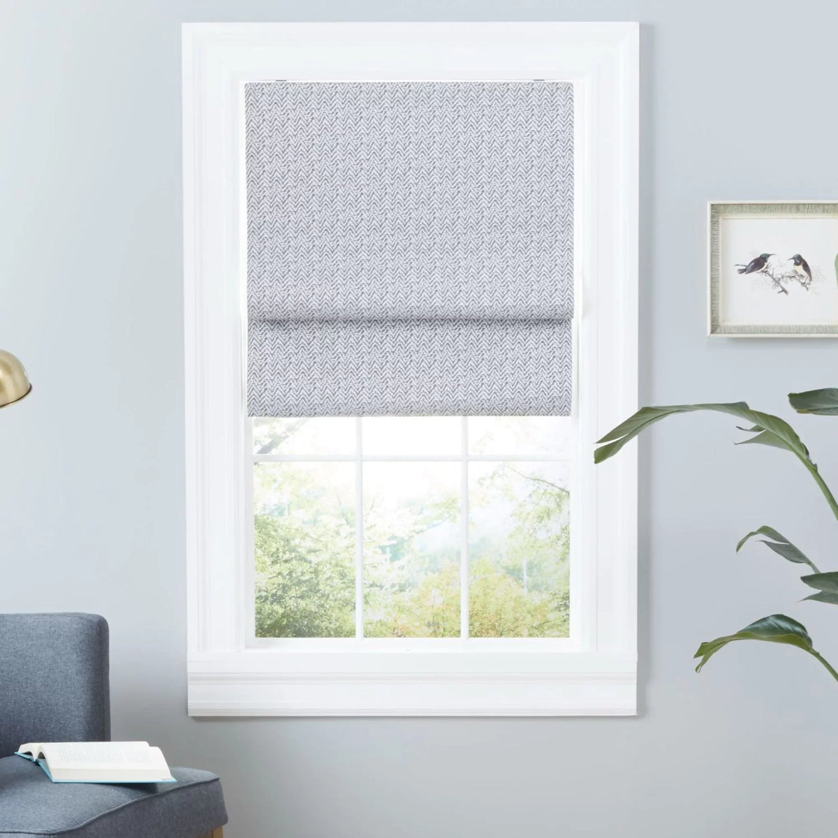 Exclusive Home Esme Total Blackout Roman Shade, 34"x64", Dark Grey