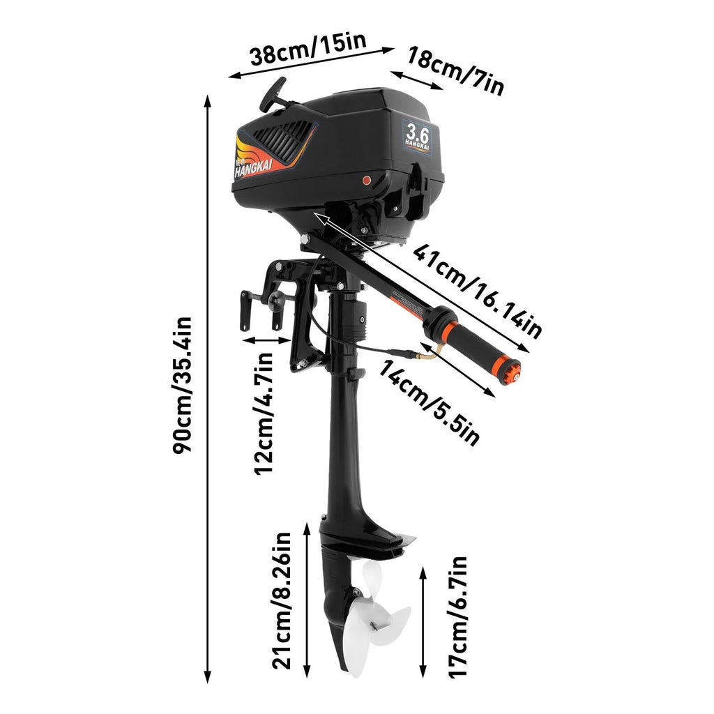 HANGKAI 2 Stroke 3.6 Outboard Motor Fishing Boat Engine Liquid Cooling CDI Outboard Boat Motor 90cm/35.4in