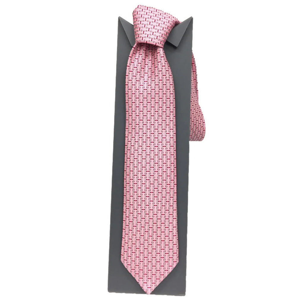 Pre-Owned HERMES Tie CRAVATE TWILL 8CM MORS AND 606236T 21 HTH2012 Horse harness pattern silk twill tie Pink ROSE/GRIS/MAGENTA Men's Hermes (Like New)