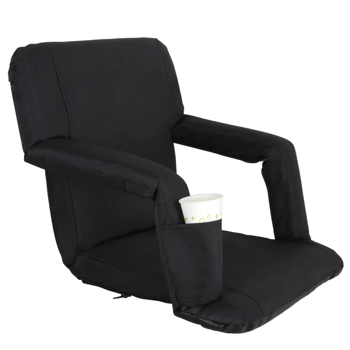 HomGarden Portable Stadium Seat Chair for Bleachers, 6 Reclining Folding Seat Liquid Black