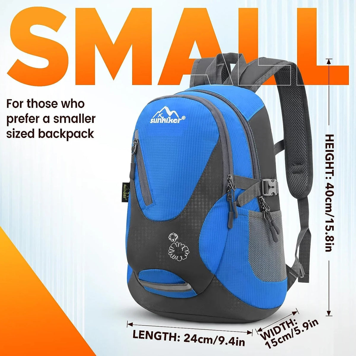 sunhiker Cycling Hiking Backpack Liquid Resistant Travel Backpack Lightweight SMALL Daypack M0714 Small Blue