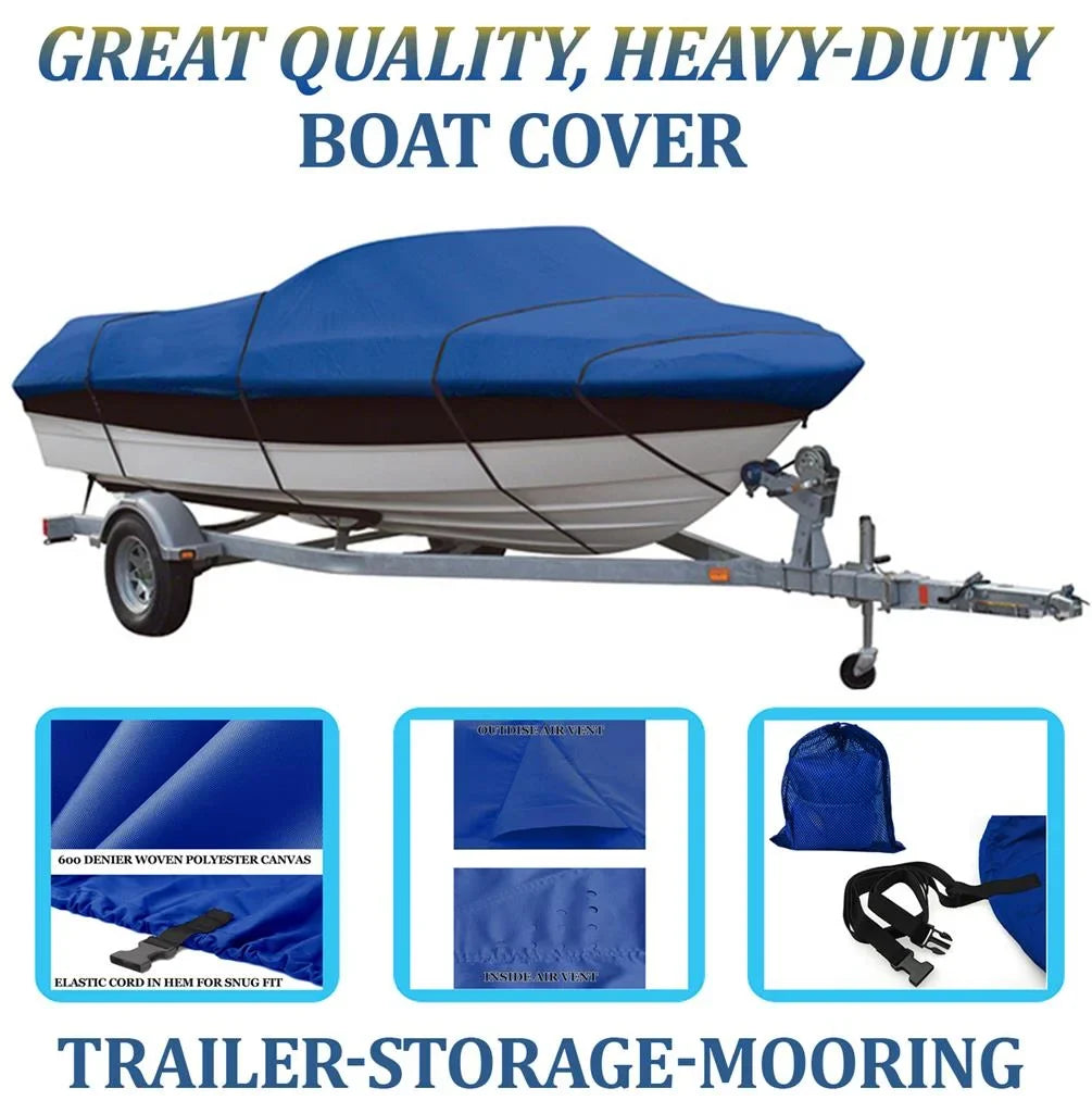 BLUE, GREAT QUALITY BOAT COVER Compatible for MIRRO CRAFT AGGRESSOR 1757 MAG 2000