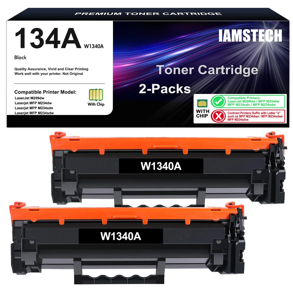 134A 134X Compatible Toner Cartridge (with Chip) for 134A W1340A 134X W1340X Toner for LaserJet M209dw MFP M234dw M234sdn M234sdw Printer Ink (Black, 2-Pack)
