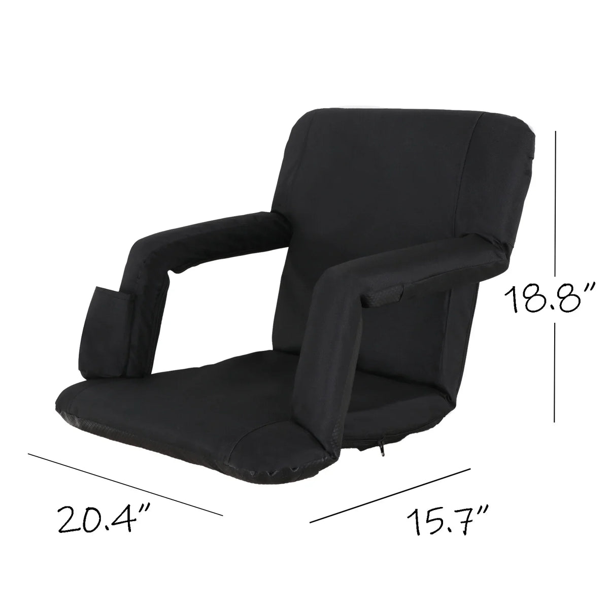 HomGarden Portable Stadium Seat Chair for Bleachers, 6 Reclining Folding Seat Liquid Black