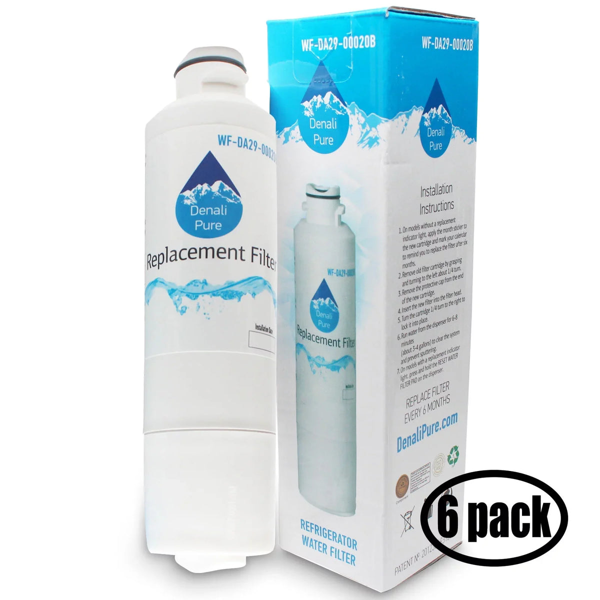 6-Pack Compatible with RFG298HDRS Refrigerator Liquid Filter - Compatible with DA29-00020B, DA29-00020A, HAF-CIN Fridge Fluid Filter Cartridge