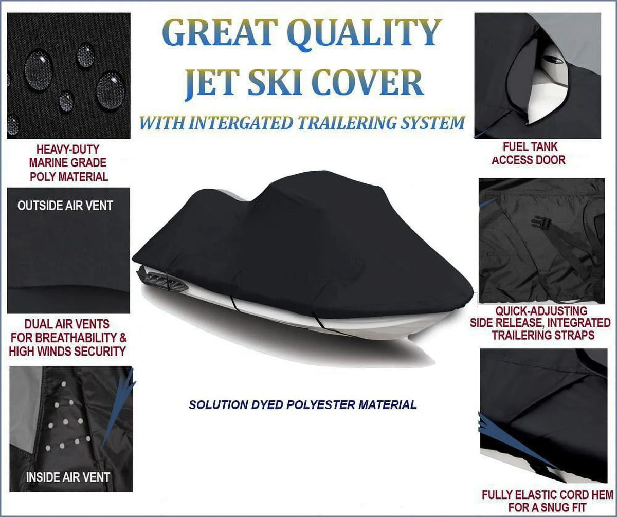 BLACK PWC 600D JET SKI Cover Compatible for Polaris Virage TX 2000 2001 2002