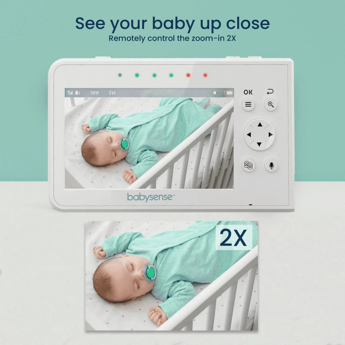 Babysense Split Monitor Video Baby Monitor, 4.3" Display with 2 PTZ Cameras, Long Range, Night Light & Vision, Two-Way Talk, V43